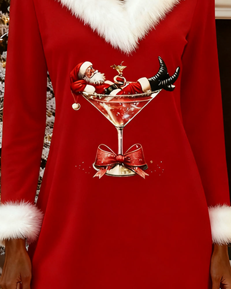 Amaya | Festive Fur Collar Dress