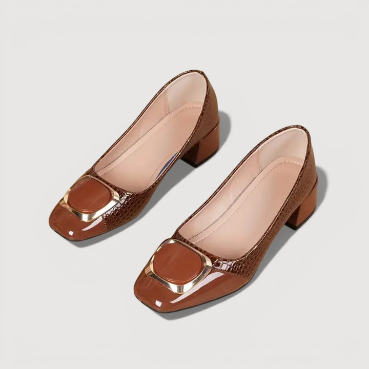 Veronica | Croco Block Heel Shoes