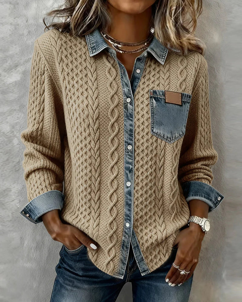 Yvette | Knit Denim Patchwork Shirt