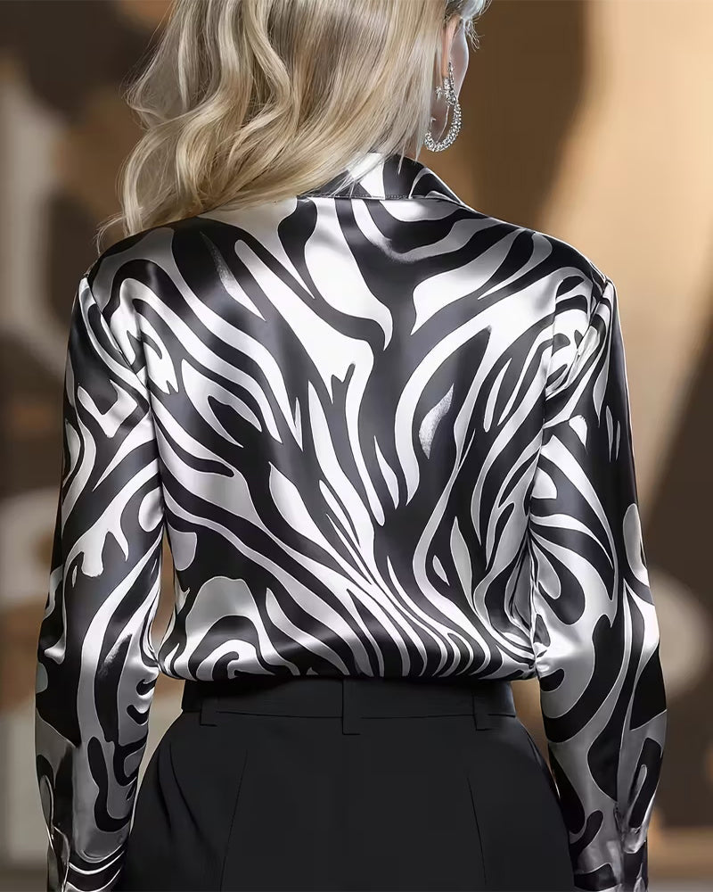 Leonie | Printed V-Neck Cotton Shirt