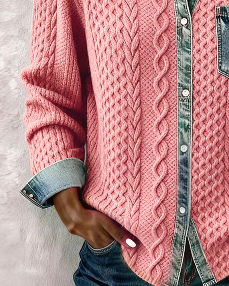 Yvette | Knit Denim Patchwork Shirt