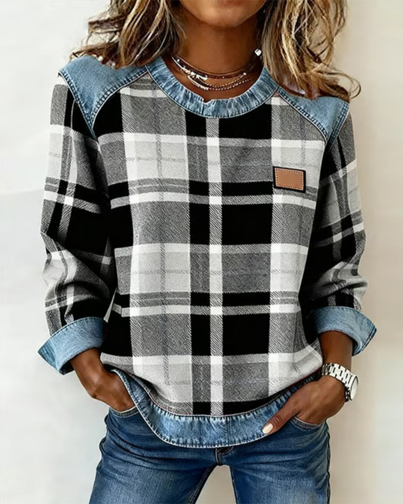 Danica | Denim Patchwork Pullover with Playful Contrast Detail