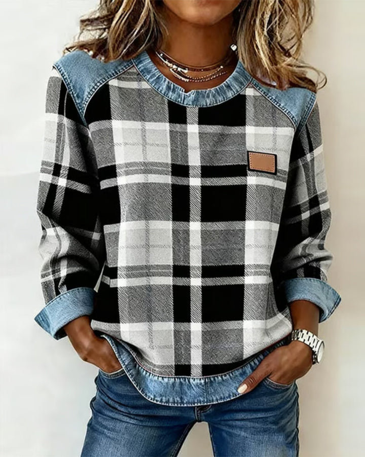 Danica | Denim Patchwork Pullover with Playful Contrast Detail