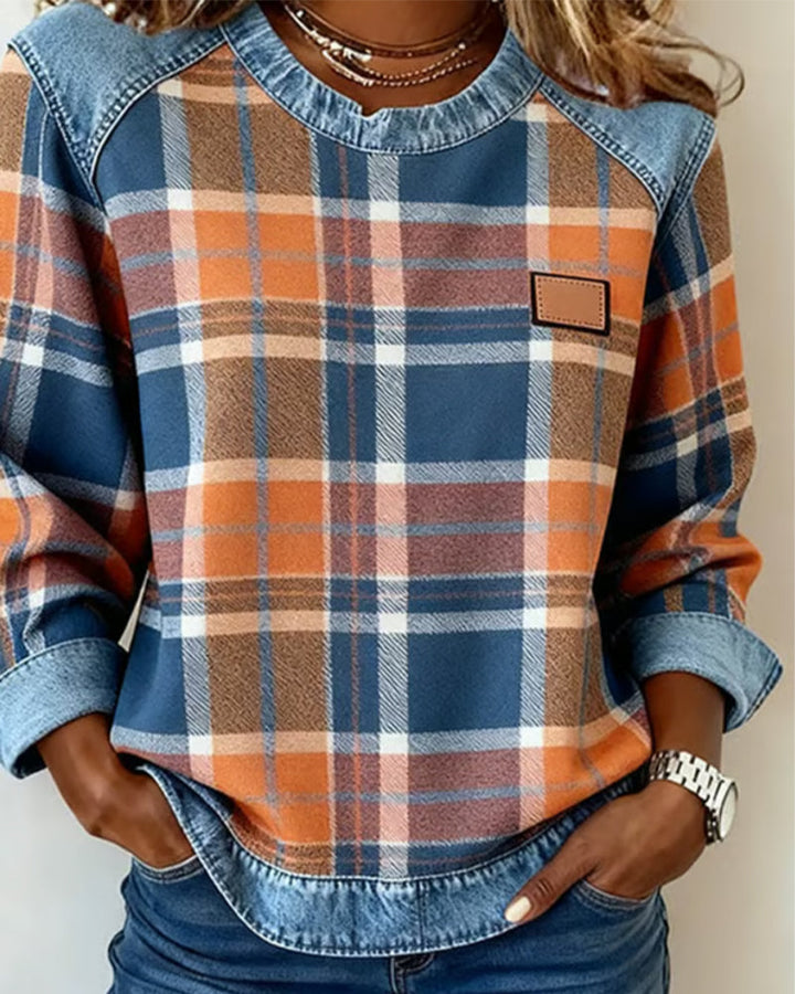 Danica | Denim Patchwork Pullover with Playful Contrast Detail