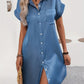 Ylva | Elegante Blauwe Lentejurk met Korte Mouwen