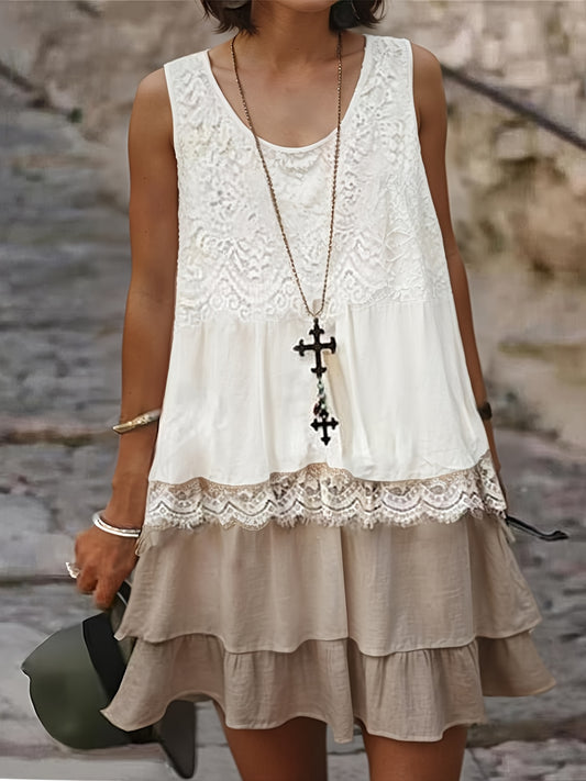 Celeste | Boho Midi-Jurk met Kanten Lagen