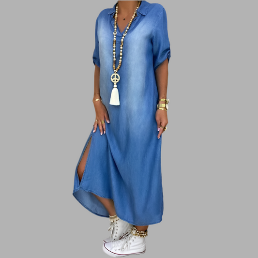 Sophie | Denim-look maxi jurk met split