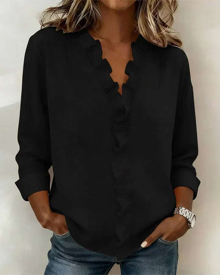 Eleanor | Ruffled V Neck Blouse