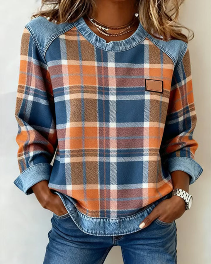 Danica | Denim Patchwork Pullover with Playful Contrast Detail
