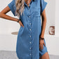 Ylva | Elegante Blauwe Lentejurk met Korte Mouwen