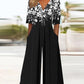 Black Floral Print Half Sleeve Jumpsuit