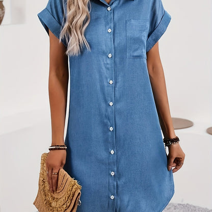 Ylva | Elegante Blauwe Lentejurk met Korte Mouwen