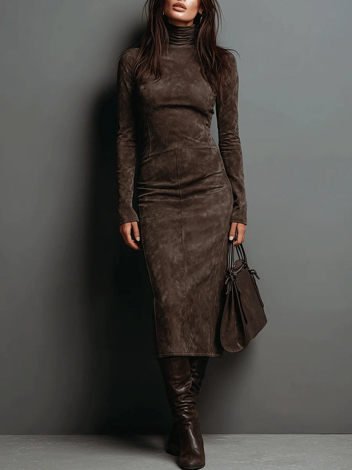 Dorothea |  Elegant Suede Maxi Dress