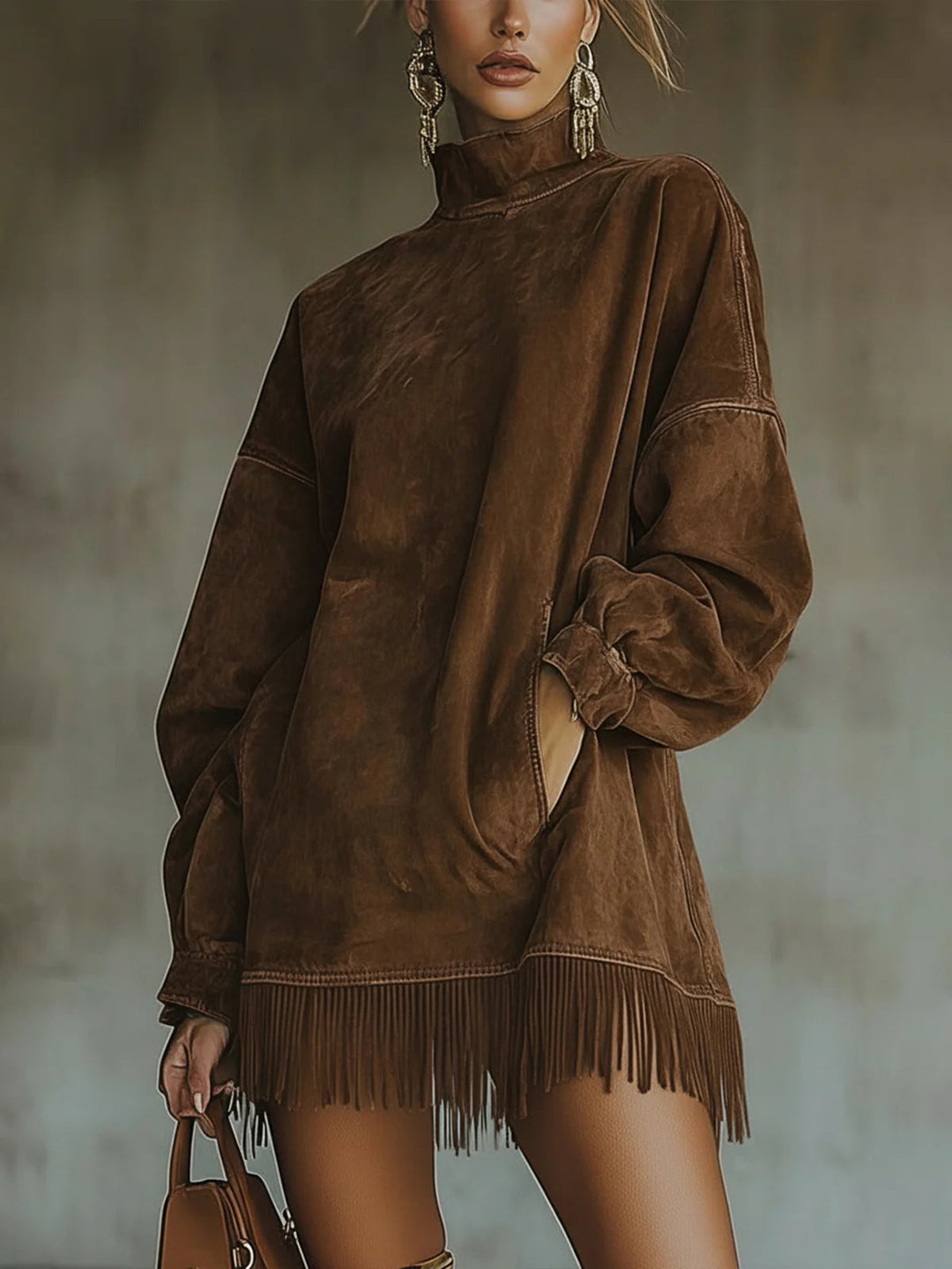 Danika | Cozy Suede Fringe Dress
