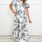 Aurélie | Maxi-jurk met groene toileprint en smocktaille