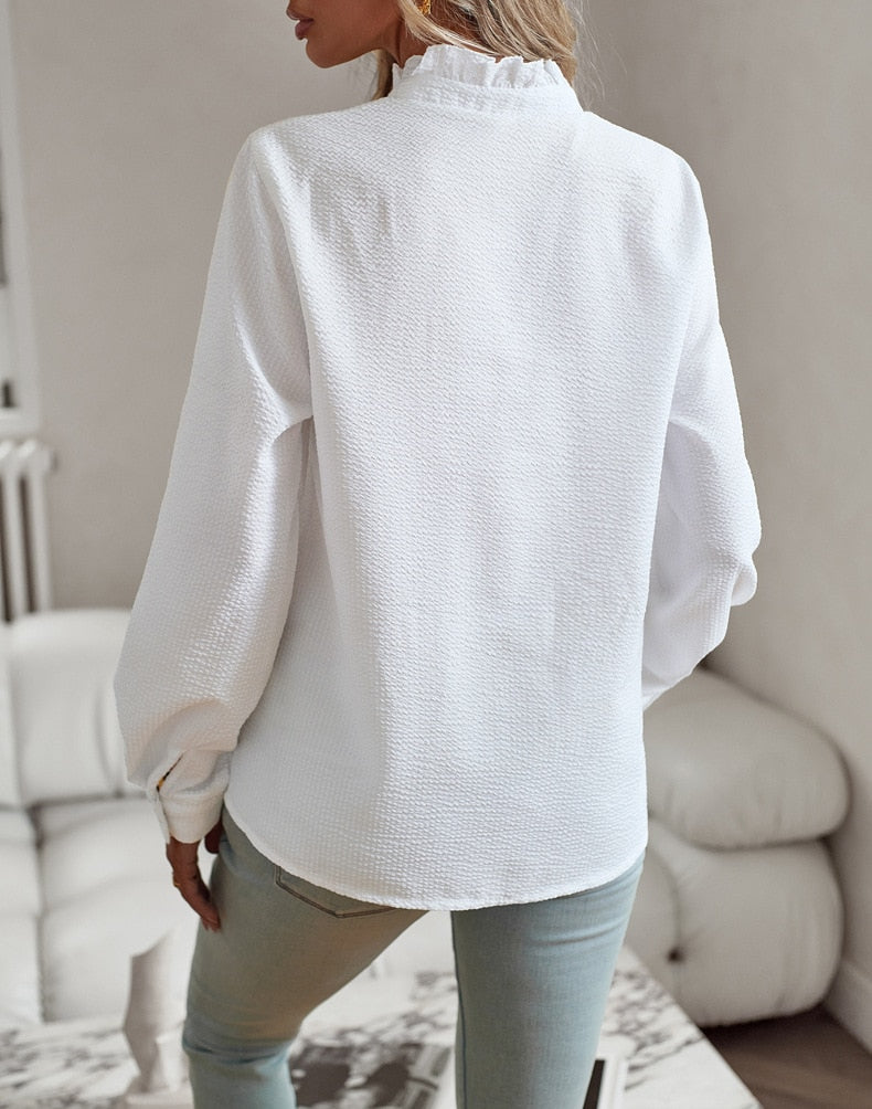 Laila - Blusa de manga larga con volantes