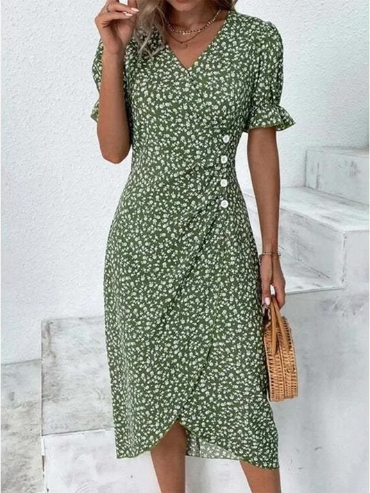 Nora | Midi Jurk met Bloemenprint