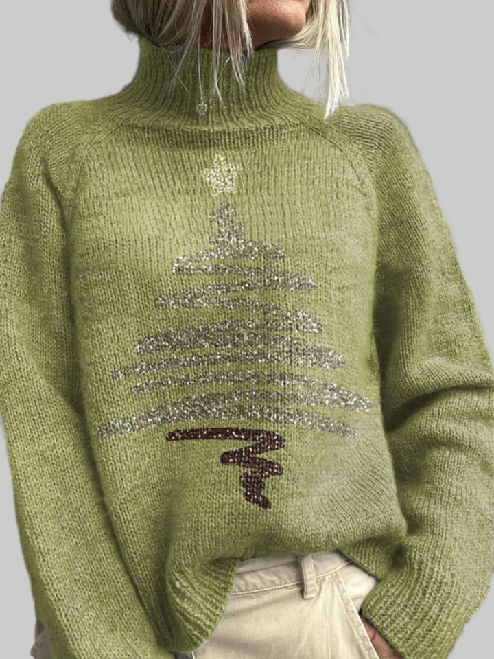 Celeste | Olive Green Holiday Turtleneck Sweater