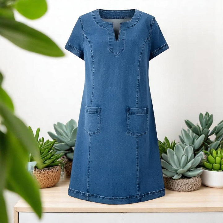 Dorothy | Soft Denim Dress with Front Pockets