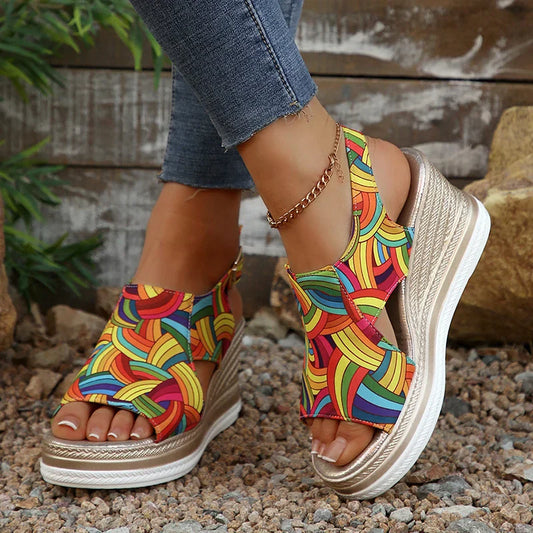 Yara | Tropische Wedge Sandalen