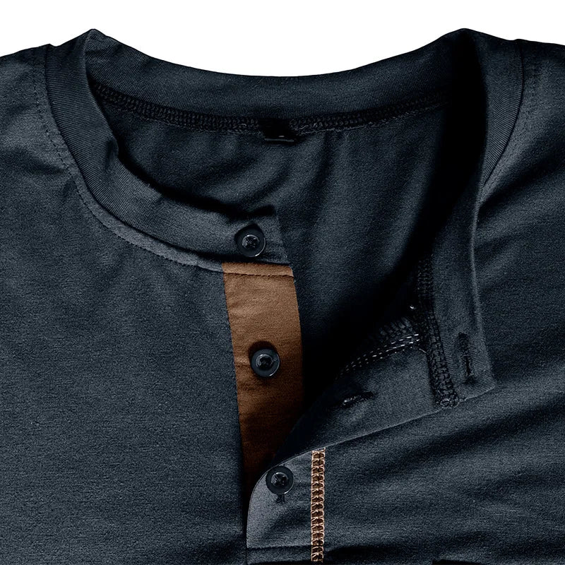 Garrett | Cotton Henley Long Sleeve Tee