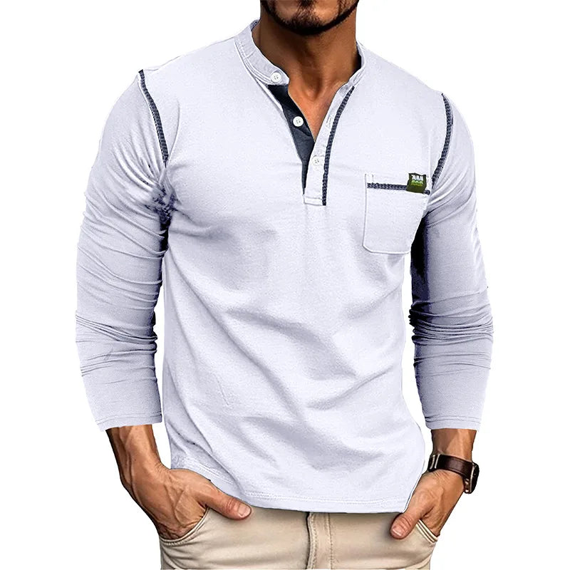 Garrett | Cotton Henley Long Sleeve Tee