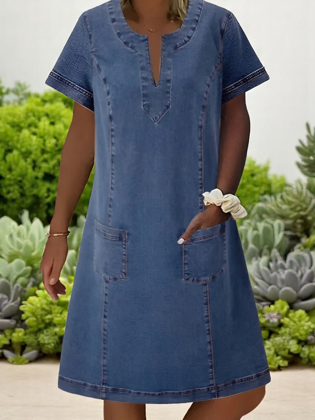 Dorothy | Soft Denim Dress with Front Pockets