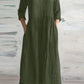 Women Cotton And Linen Loose Dress Long Spring Autumn Casual Half-sleeved Simple Style Long Dress solid Vestidos Female