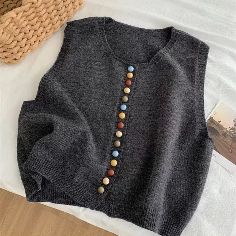 Maribel™ - Color-Button Knit Vest