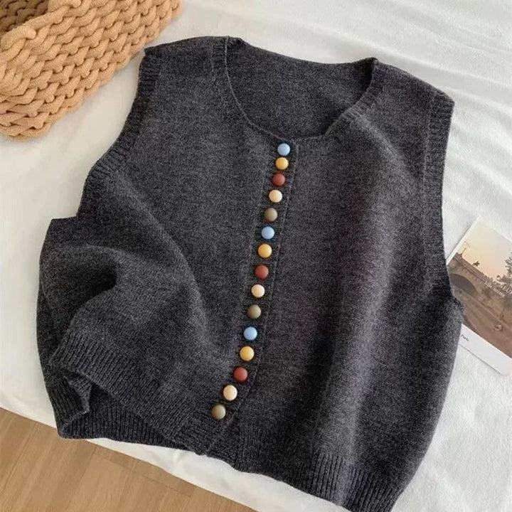 Maribel™ - Color-Button Knit Vest