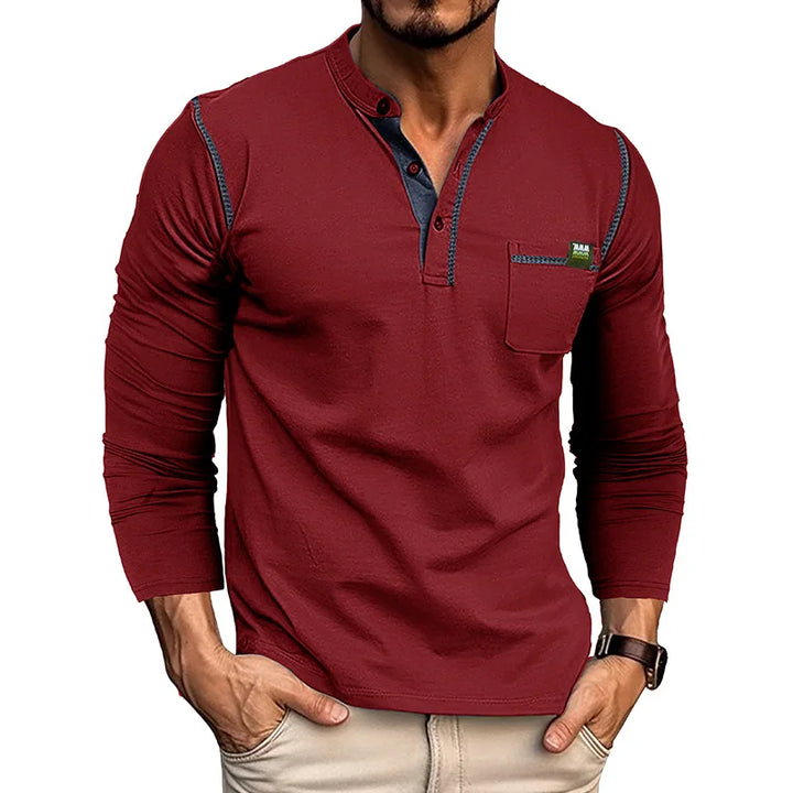 Garrett | Cotton Henley Long Sleeve Tee