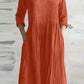 Women Cotton And Linen Loose Dress Long Spring Autumn Casual Half-sleeved Simple Style Long Dress solid Vestidos Female