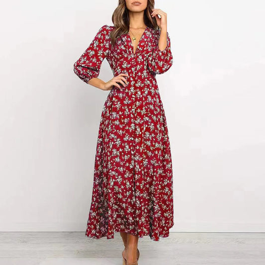 Lilou | Boho-chique jurk met bloemenprint en vloeiende lijn
