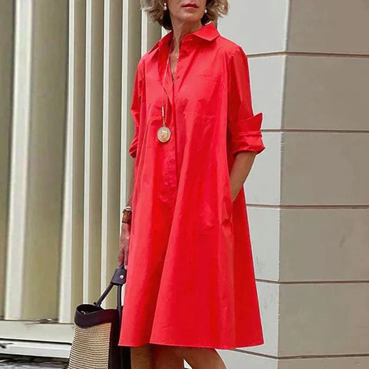 Clara | Retro Midi-Jurk met Kraag en Elegante A-Lijn