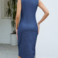 Vrouwen Mouwloze V-hals Midi Jurk - Effen Kleur met Knopen, Wasmachinebestendig, All-Seizoen Comfortabel, Stijlvol Casual voor Kantoor & Sociale Evenementen, Duurzaam Materiaal