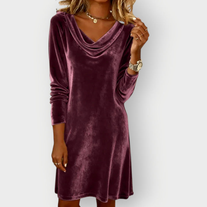 Adele | Velvet Draped Evening Dress