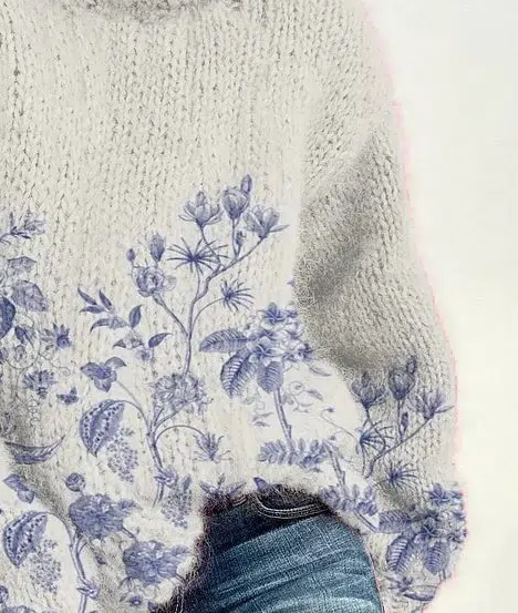 Lena | Plant Print Mock Neck Sweater