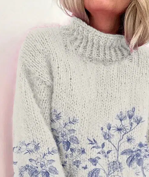 Lena | Plant Print Mock Neck Sweater