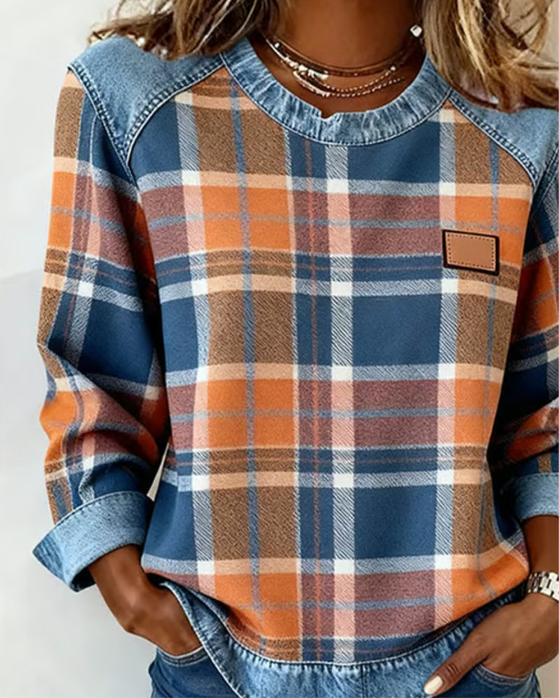 Elowen | Checkered Patchwork Sweatshirt