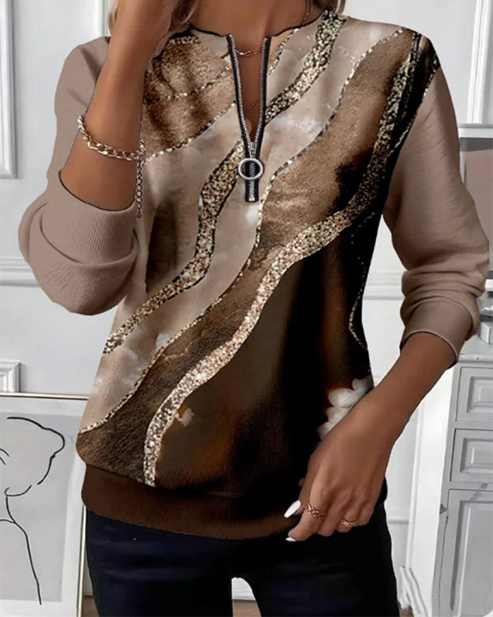 Maeve | Half Zip Sweatshirt with Vintage Print