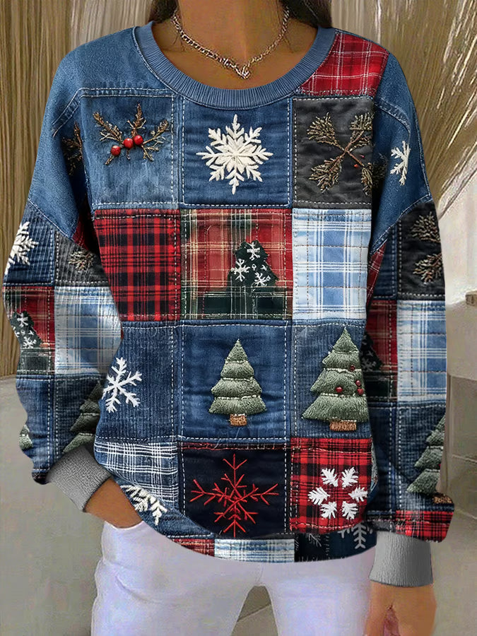 Vivienne | Patchwork Holiday Knit Sweater