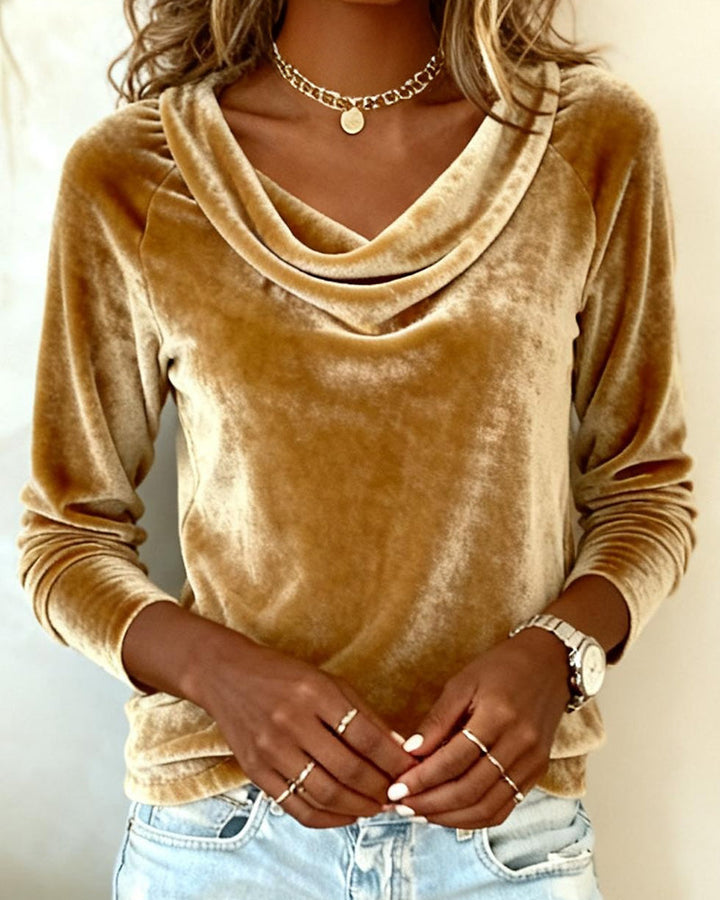 Talia | Draped Collar Cotton Top