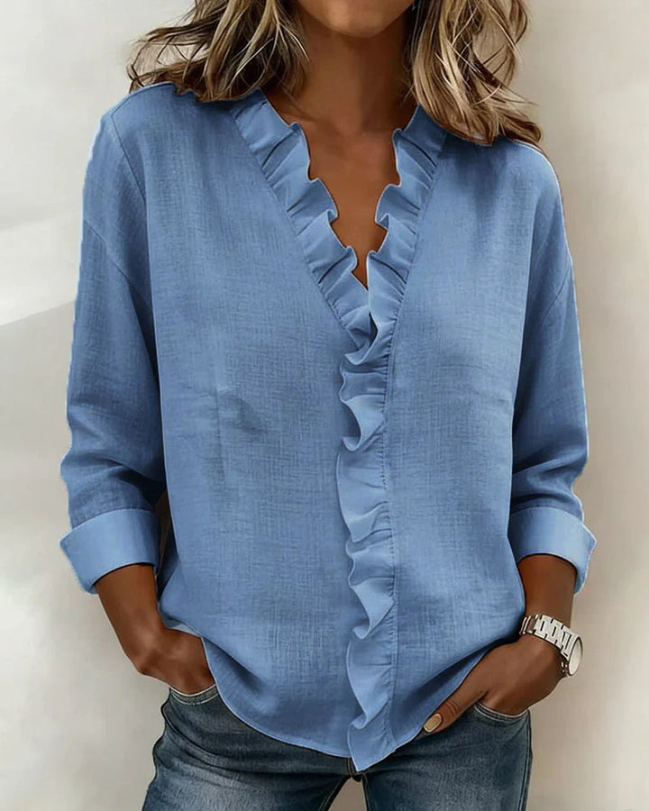 Eleanor | Ruffled V Neck Blouse