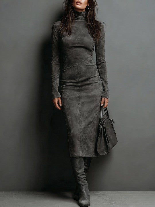 Dorothea |  Elegant Suede Maxi Dress