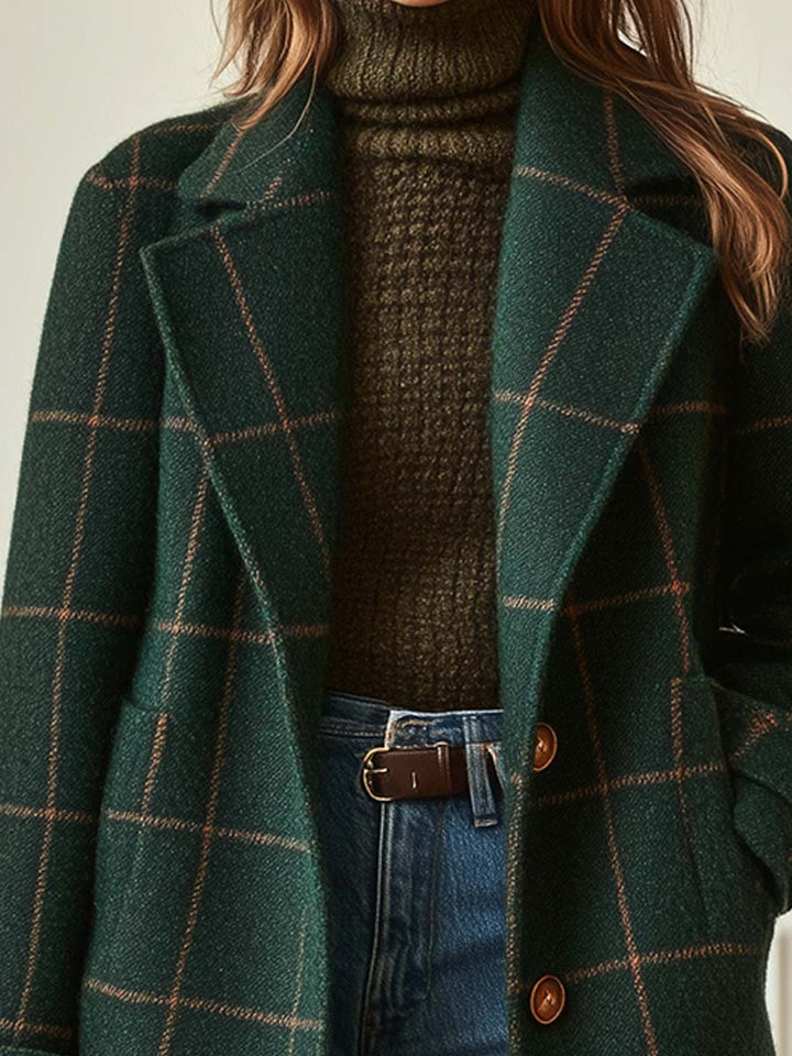 Adeline | Retro Tweed Plaid Coat