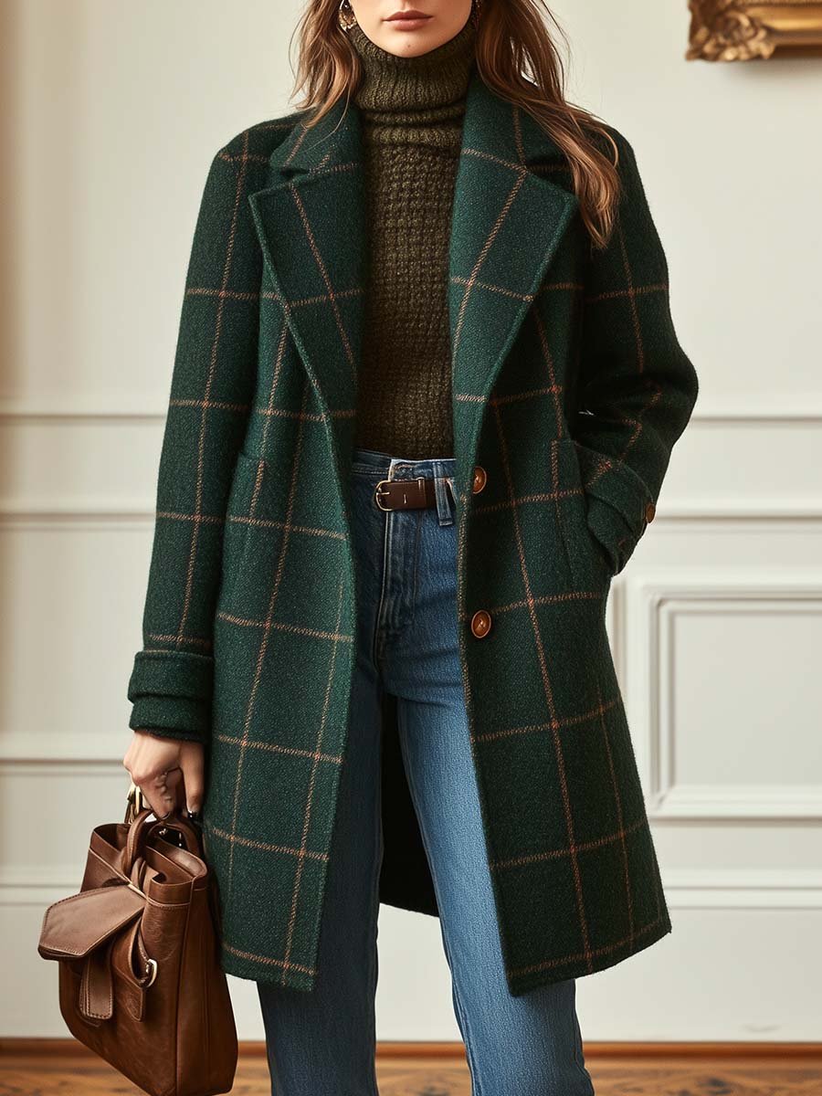 Luciana | Tailored Check Wool Coat