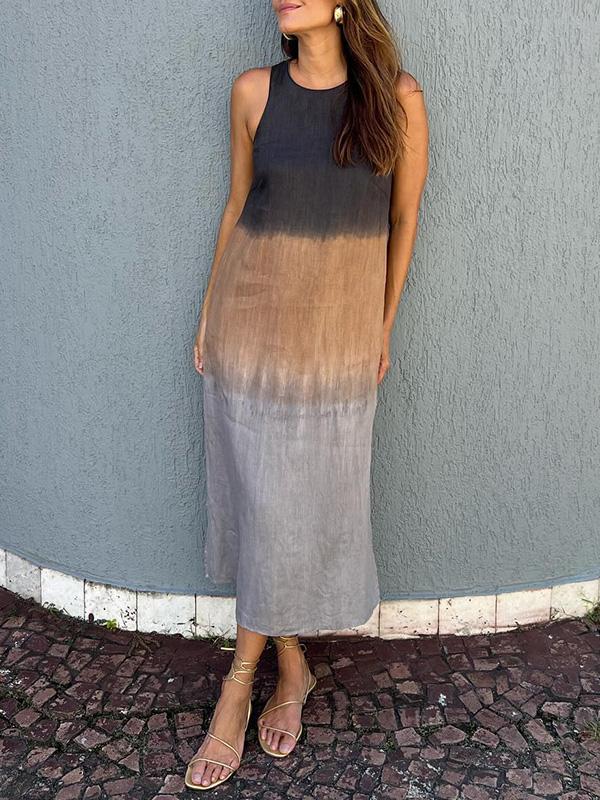 Thérèse | Maxi-jurk in natuurtinten met vloeiende pasvorm