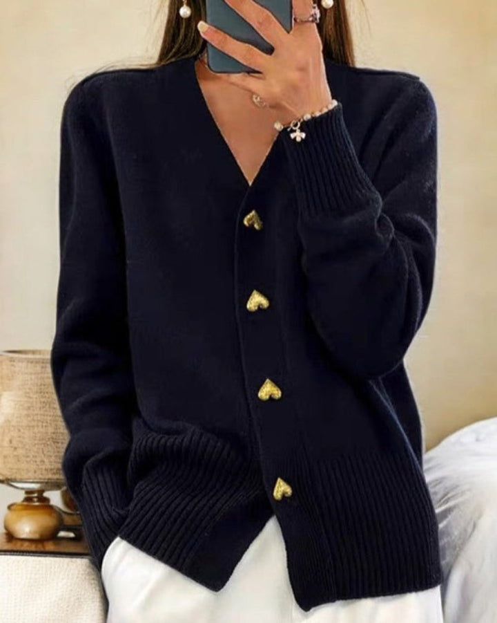 Evelyn | Romantic Heart-Button Cardigan