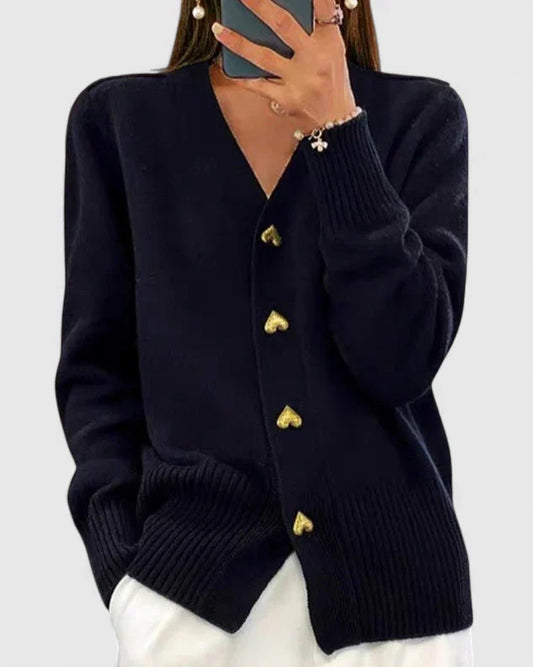 Annette | Elegante cardigan met hartknopen