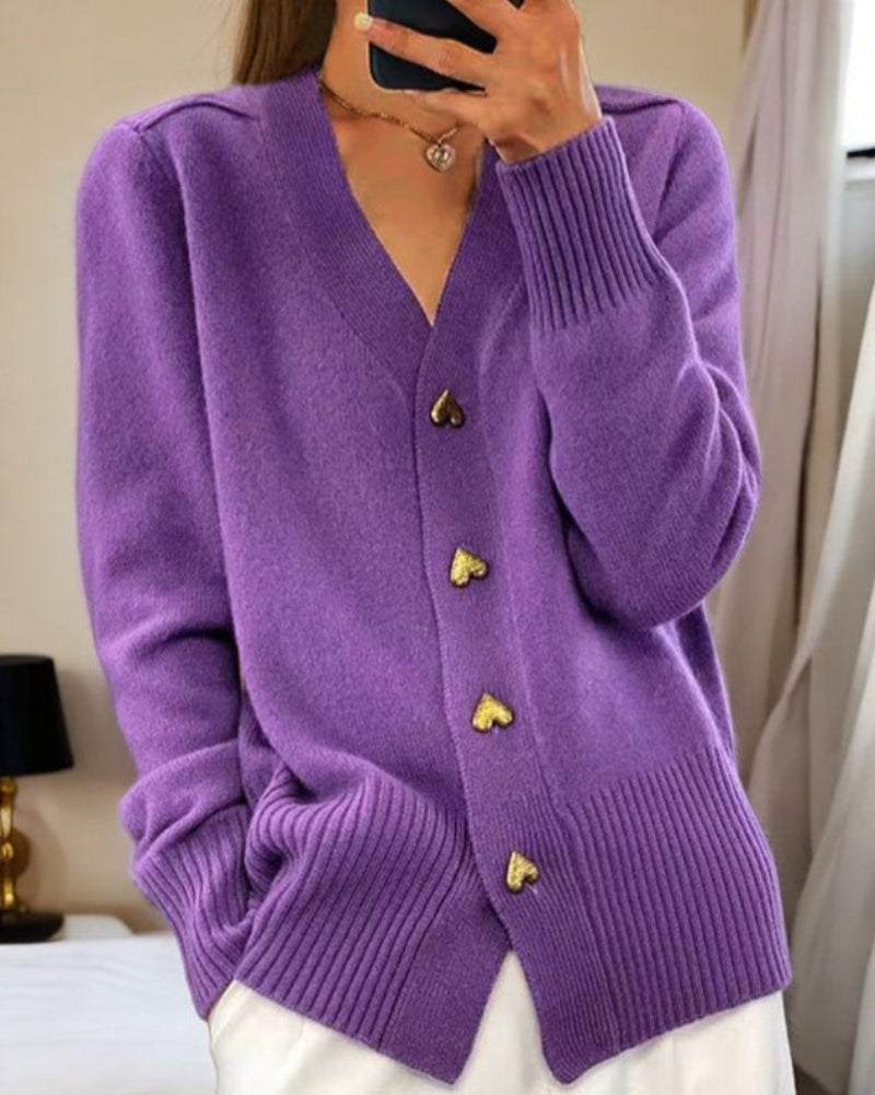 Evelyn | Romantic Heart-Button Cardigan